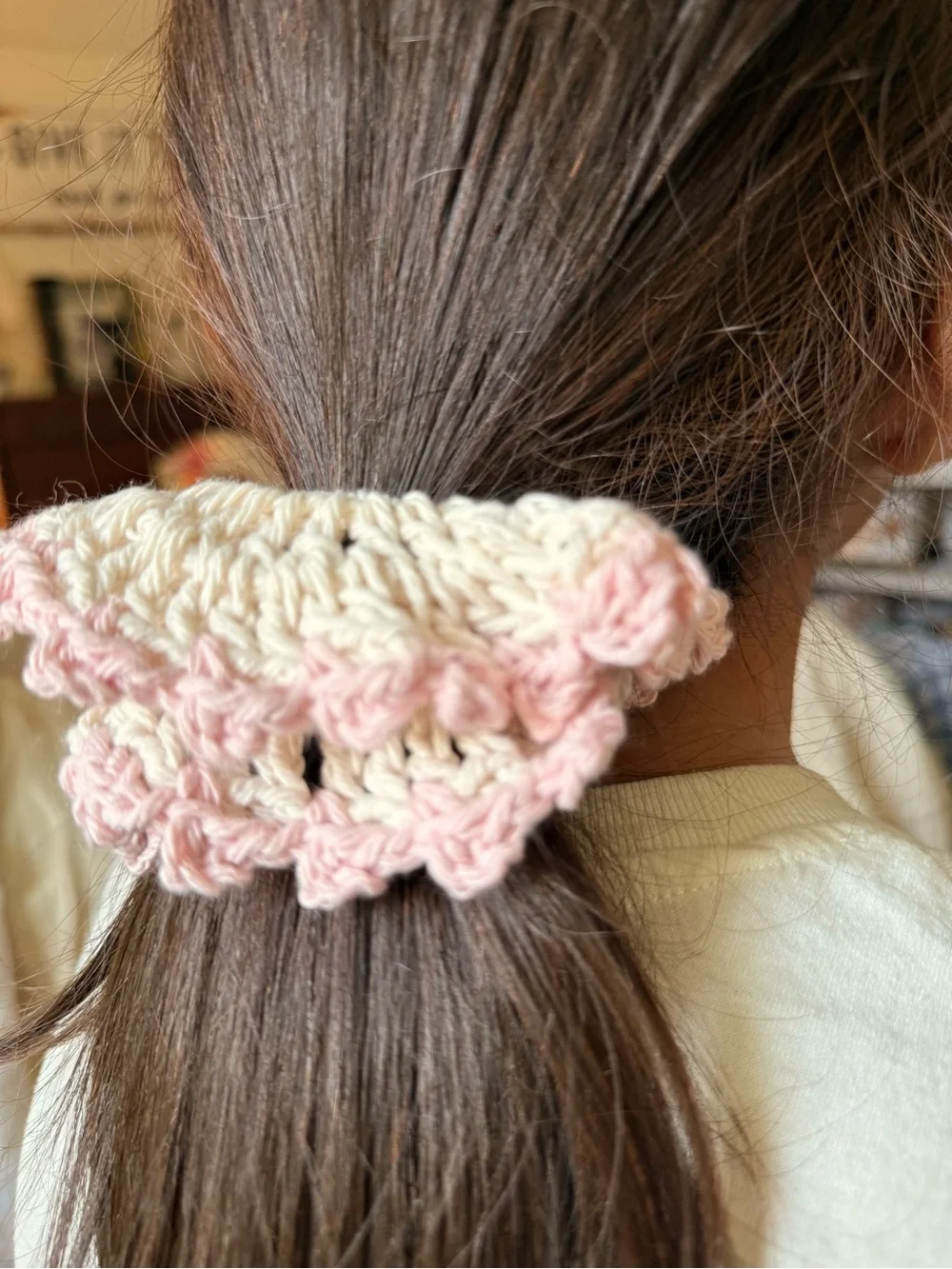 Handmade Crochet Scrunchies Set of 2 Pastel Boho Hair Accessories Cottagecore